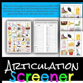 Preview of QUICK and EASY ARTICULATION SCREENER (one page)!!!