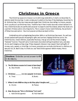 Preview of QUIZ: Christmas in Greece (Editable)