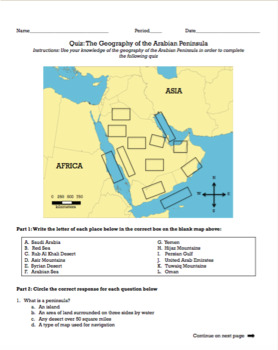 QUIZ: Geography of the Arabian Peninsula // Islam Unit by TeachingAncient