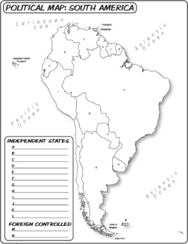 Quiz South America Political Map Coloring Book Series By The