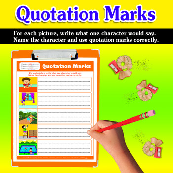 Preview of QUOTATION MARKS WRITE DIALOGUE SPEECH BUBBLES ABA ESL autism writing SET 1 OF 3