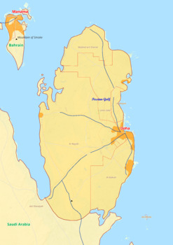 Preview of Qatar map with cities township counties rivers roads labeled