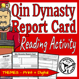Qin Dynasty Report Card - China - Shi Huangdi - Reading Activity
