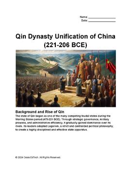 Preview of Qin Dynasty Unification of China (221-206 BCE) Worksheet