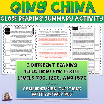 Preview of Qing China Reading Comprehension Activity - Qing Dynasty - Empires