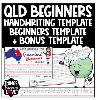 Preview of Qld Beginners Handwriting Templates, Beginners Level Format + BONUS FORMAT!