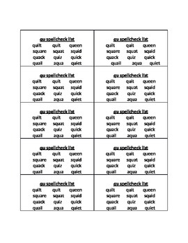 Preview of Qu  Phonics Word List (10)