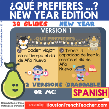 Preview of Qué prefieres Ano Nuevo/Winter Would You Rather Spanish New Year (Google Slides)