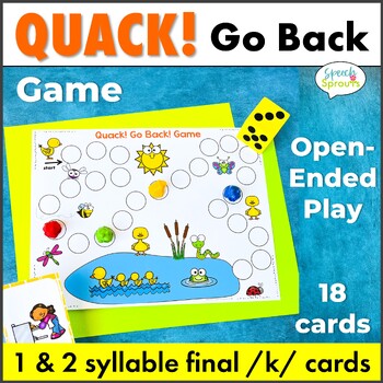 Preview of Spring Articulation Speech Therapy Game with Final K Cards - Quack Go Back!