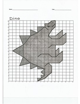 Preview of Quadrant 1 Coordinate Graph Mystery Picture, Dino Spike Dinosaur