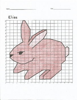 Preview of Quadrant 1 Coordinate Graph Mystery Picture, Elias Rabbit