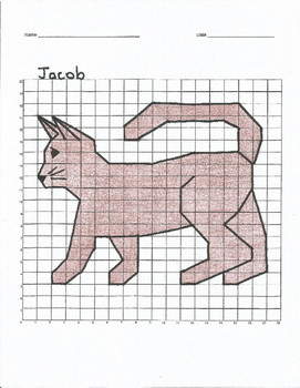 Preview of Quadrant 1 Coordinate Graph Mystery Picture, Jacob Cat