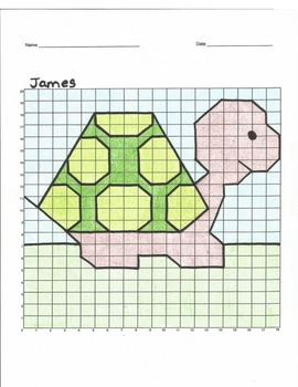 Preview of Quadrant 1 Coordinate Graph Mystery Picture, James the Turtle