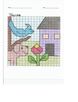 Preview of Quadrant 1 Coordinate Graph Mystery Picture, Jaycee Blue Bird and Dog