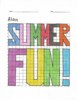 Preview of Quadrant 1 Coordinate Graph Mystery Picture, Alan Summer Fun