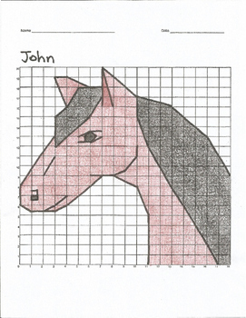 Quadrant 1 Coordinate Graph Mystery Picture, John Horse by Curious Math
