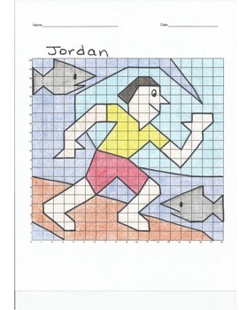 Preview of Quadrant 1 Coordinate Graph Mystery Picture, Jordan the Surfer