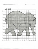 Quadrant 1 Coordinate Graph Mystery Picture, Leslie Elephant