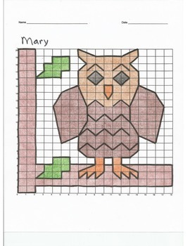Preview of Quadrant 1 Coordinate Graph Mystery Picture, Mary the Owl