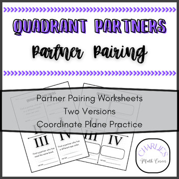 Preview of Math Partners Handout by Quadrant