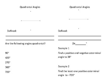 Preview of Quadrantal and Coterminal Angles