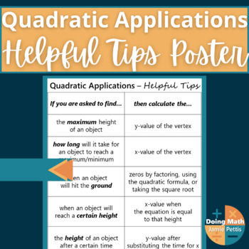 Preview of Quadratic Applications Poster