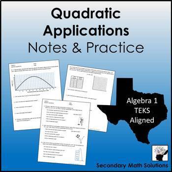 Preview of Quadratic Applications Notes & Practice