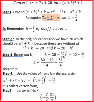 Preview of Quadratic: Completing the Square (The Easy Way)