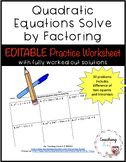 Quadratic Equation Solve by Factoring