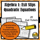 Quadratic Equations Algebra 1 Exit Tickets ⭐Exit Slips