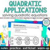 Quadratic Equations Applications Lesson