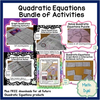 Preview of Quadratic Equations Bundle of Activities