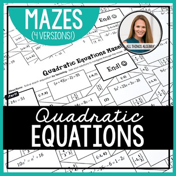 Preview of Solving Quadratic Equations (Rational, Irrational, & Complex Solutions) | Mazes