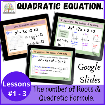 Preview of Quadratic Equations Quadratic Formula The Discriminant Bundle