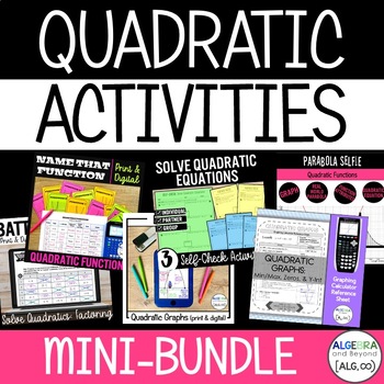 Preview of Quadratic Functions Review Activities Mini-Bundle | Graphing | Factoring