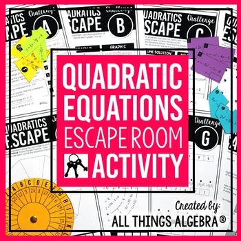 Preview of Quadratic Equations Review | Escape Room Activity
