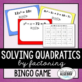 Preview of Quadratic Equations (Solve by Factoring) | Bingo Game