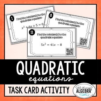 Preview of Quadratic Equations (Solve by Factoring) | Task Cards