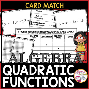 Preview of Quadratic Functions | Standard and Vertex Forms | Graphing and Characteristics