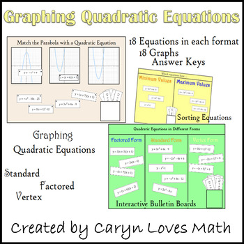 Preview of Graphing Quadratic Equations and Graphs Sort and Interactive Bulletin Board