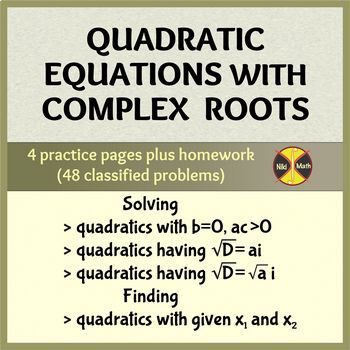 Preview of Quadratic Equations with Complex Solutions-Practice &HW (48pr)-Distance Learning