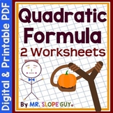 Solving Quadratic Equations Using the Quadratic Formula Worksheet