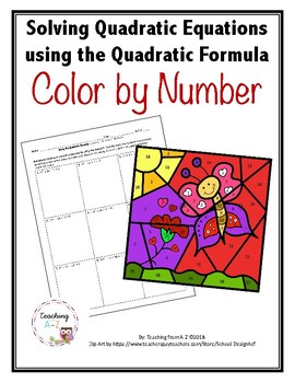 Preview of Quadratic Formula Color by Number Activity