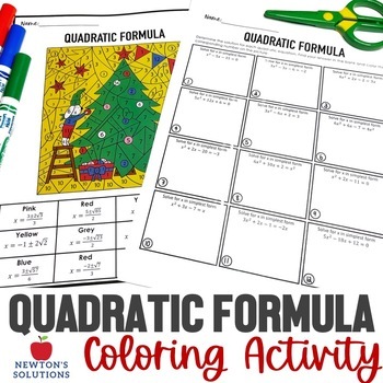Preview of Quadratic Formula Color by Number Christmas Activity