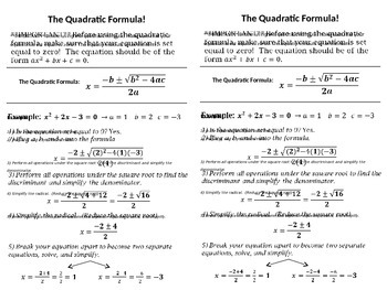 Preview of Quadratic Formula Example