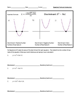The Quadratic Formula Worksheet - Nidecmege