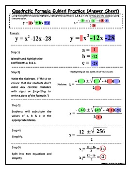 Preview of Quadratic Formula Lesson