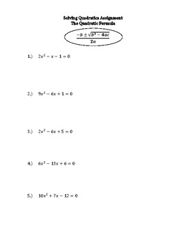 Quadratic Formula Notes, Activity, and Homework by Tiffany Shastal