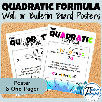 Preview of Quadratic Formula Poster & One-Pager - Middle / High School Math Classroom Decor
