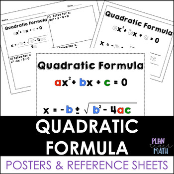 Preview of Quadratic Formula: Posters and Reference Sheet